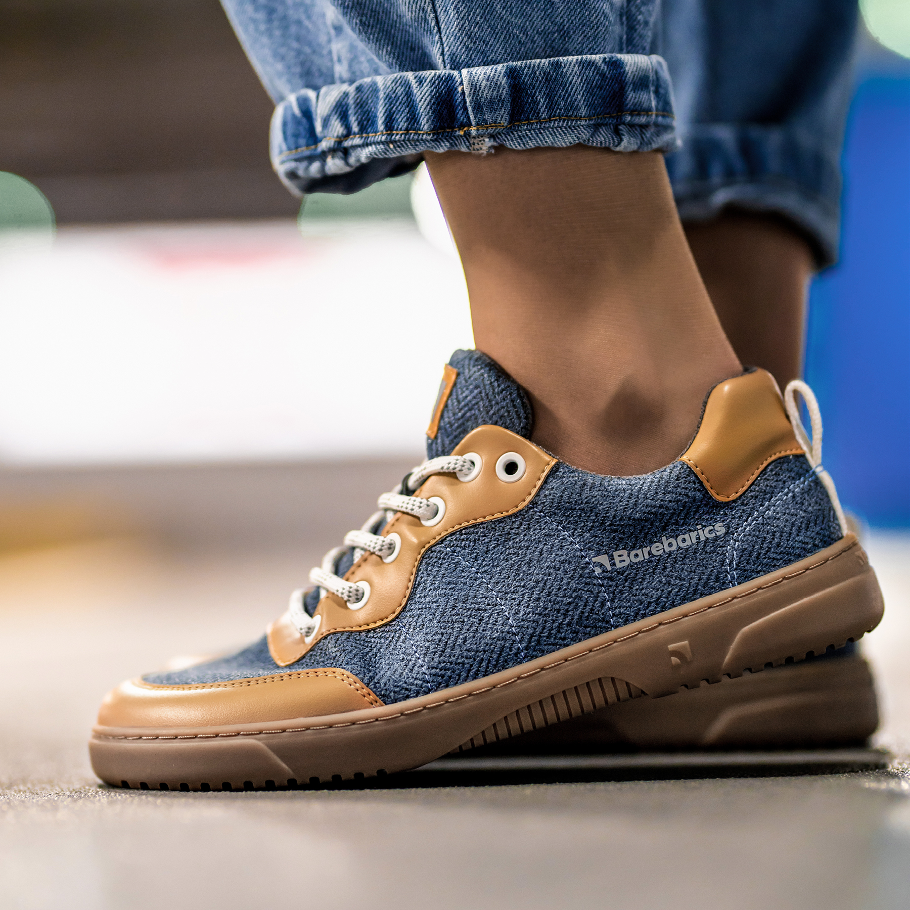 Barefoot Sneakers Barebarics - Kudos - Brown & Blue