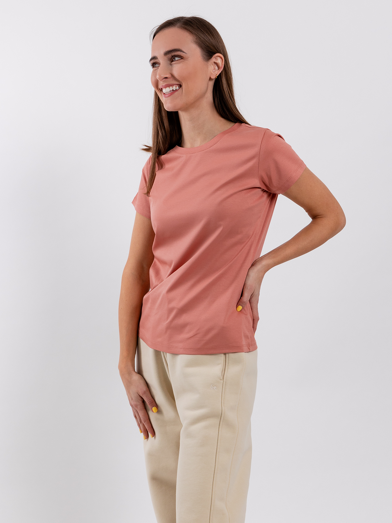 Women's Round Neck t-shirt Be Lenka Essentials - Salmon Pink