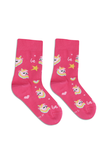 Dětské barefootové ponožky Be Lenka Kids - Crew - Unicorn - BubleGum Pink