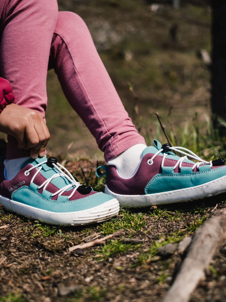 Kinder Barfuß Sneakers Be Lenka Xplorer - Light Teal & Plum