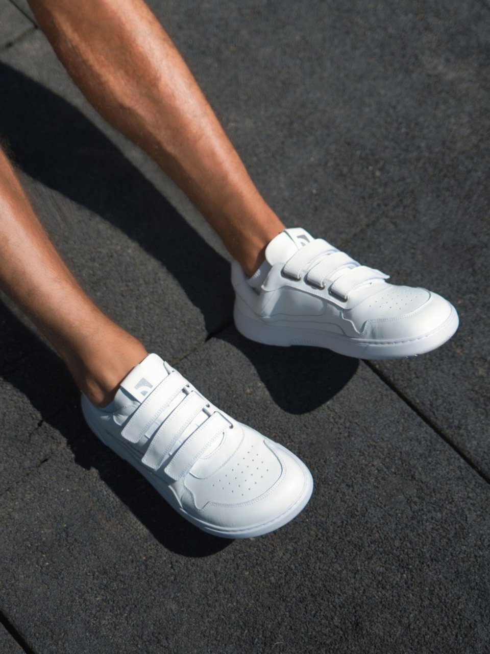 Barefoot Sneakers Barebarics Zing Velcro - All White - Leather