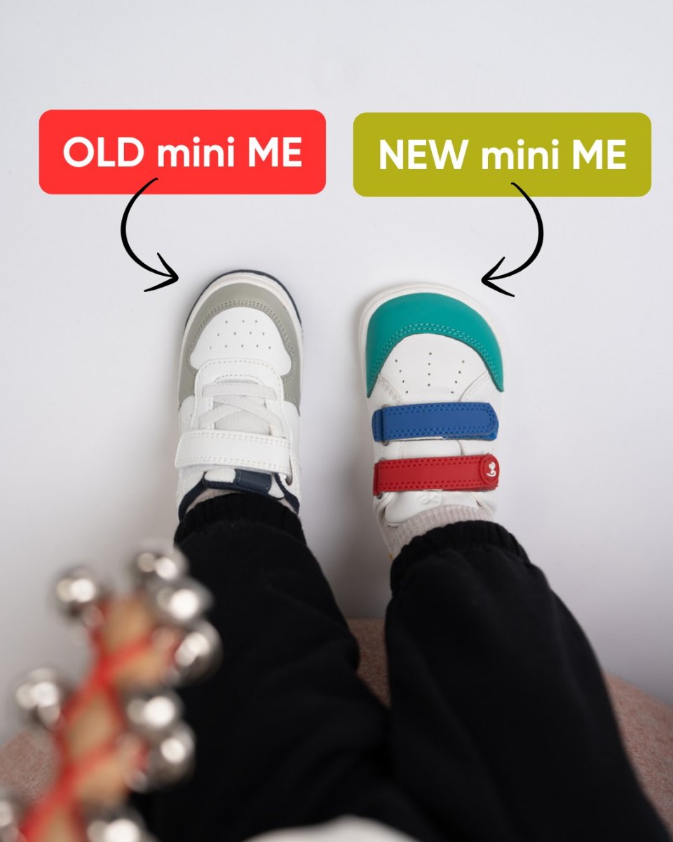 👟 OLD mini ME vs. 👣 NEW mini ME
It’s not just about the colors – it’s about how your child feels.

⬅️ On the left: narrow toes, pressure, and limited movement.
➡️ On the right: space to grow, natural posture, freedom to move.

Once your little one tries barefoot, there’s no turning back.
What kind of shoes will you choose for your child?
.
.
#barefoot #healthyfeet #kidsshoes