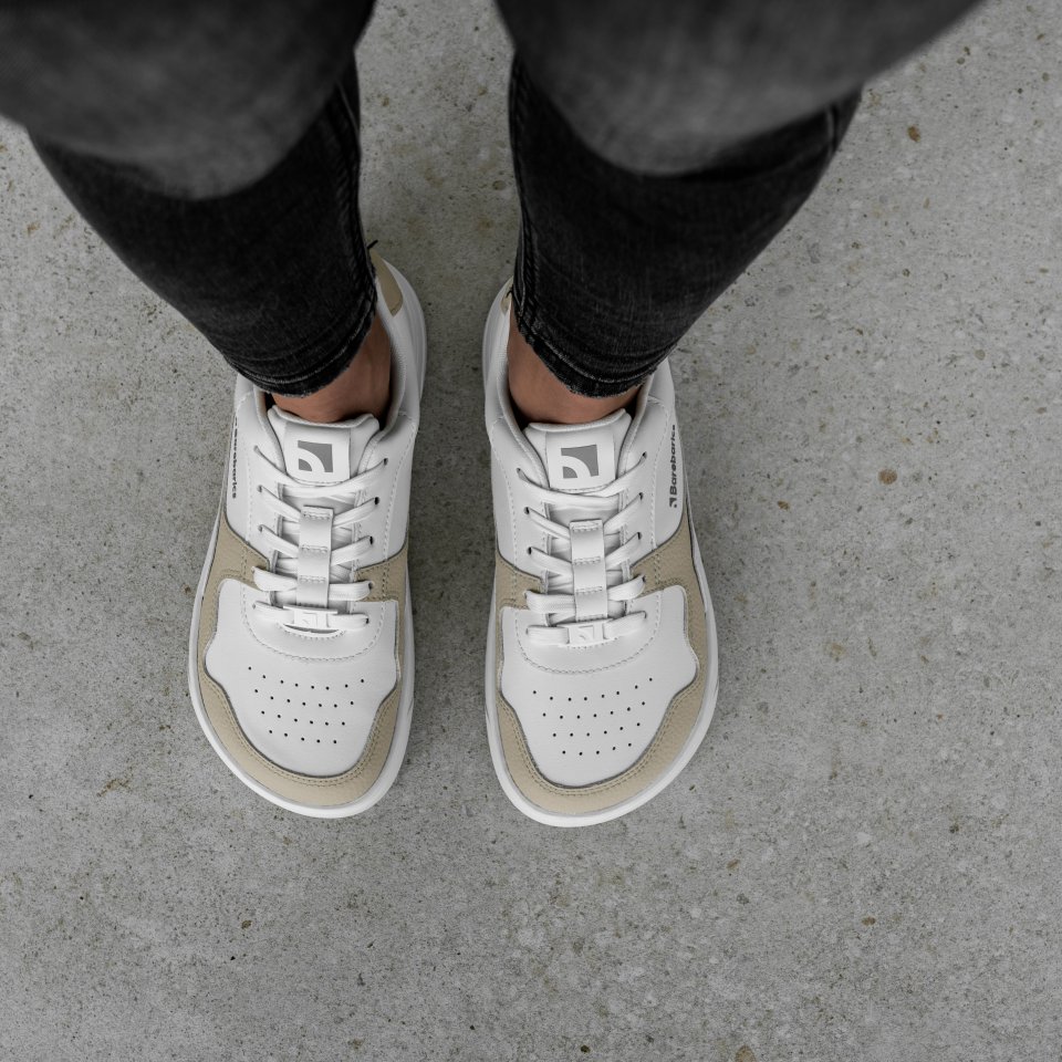 Barefoot Sneakers Barebarics Zing - White & Cream - Leather