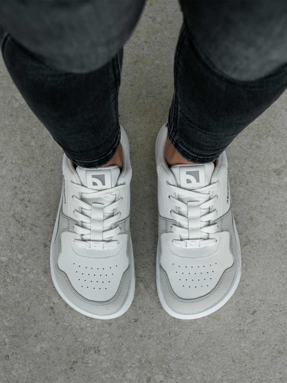 Barefoot Sneakers Barebarics Zing - White & Light Grey - Leather