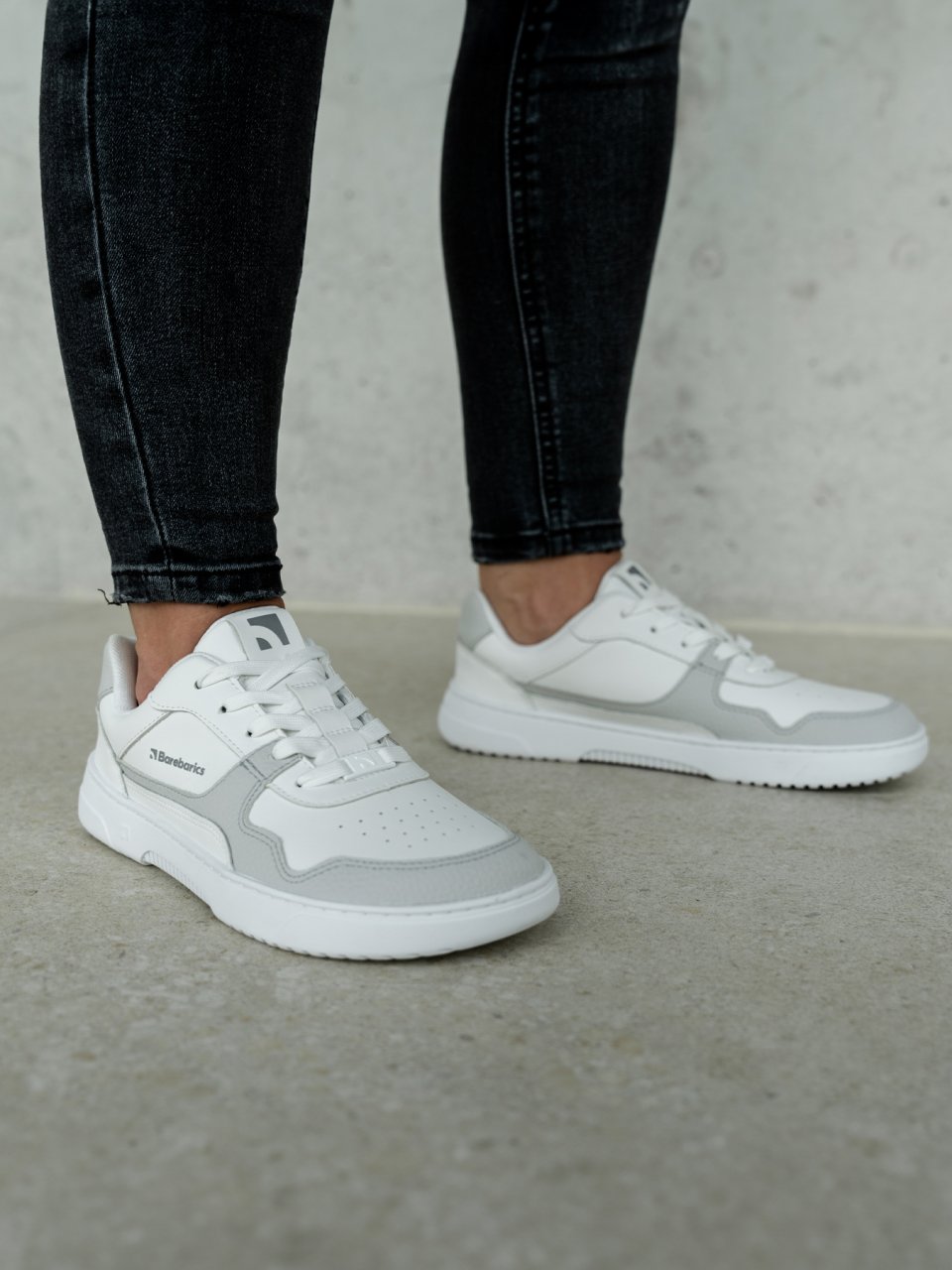 Barefoot Sneakers Barebarics Zing - White & Light Grey - Leather
