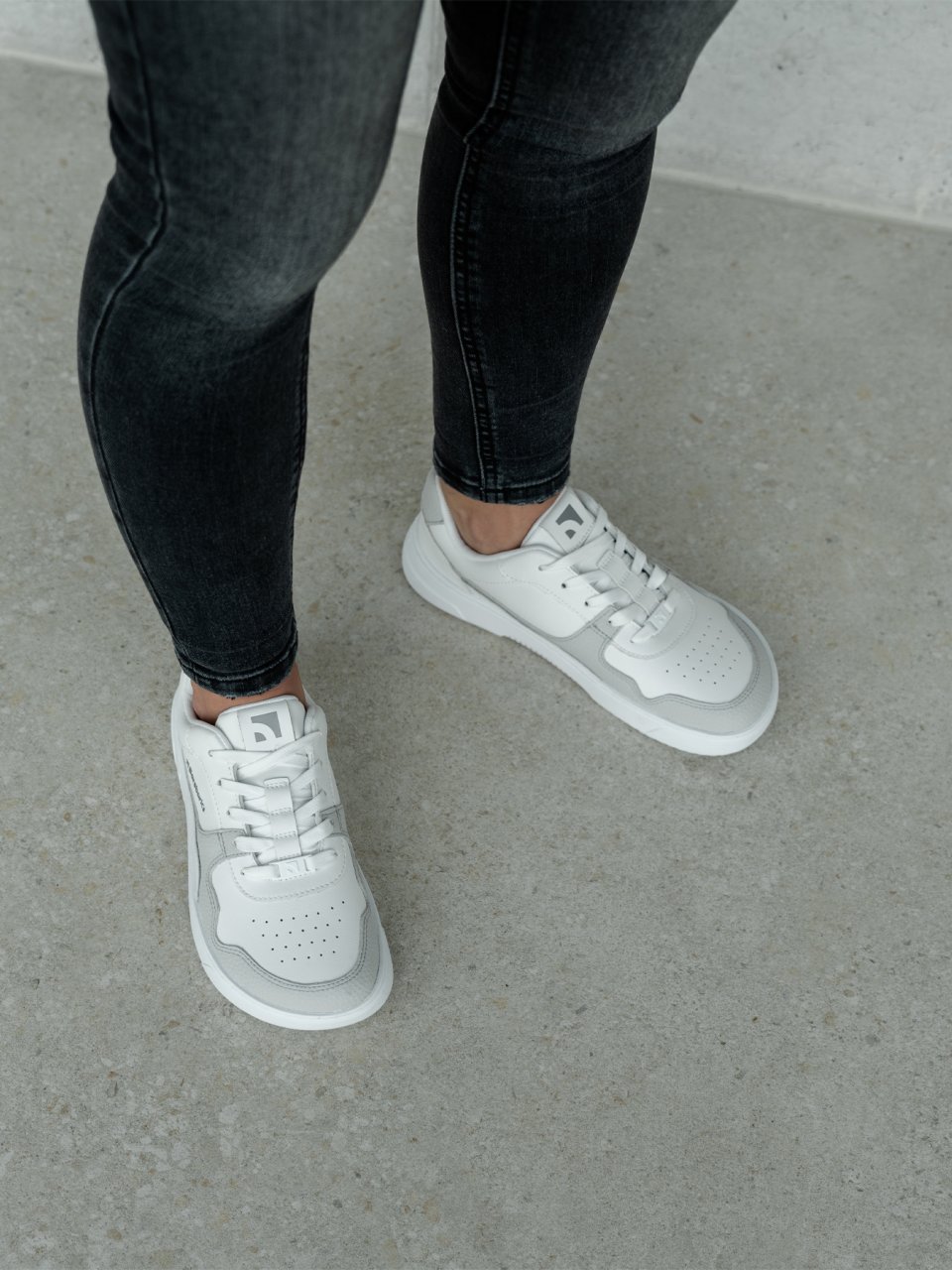 Barefoot Sneakers Barebarics Zing - White & Light Grey - Leather