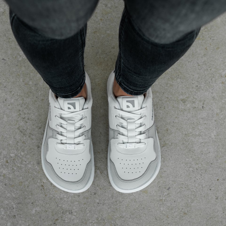 Barefoot Sneakers Barebarics Zing - White & Light Grey - Leather
