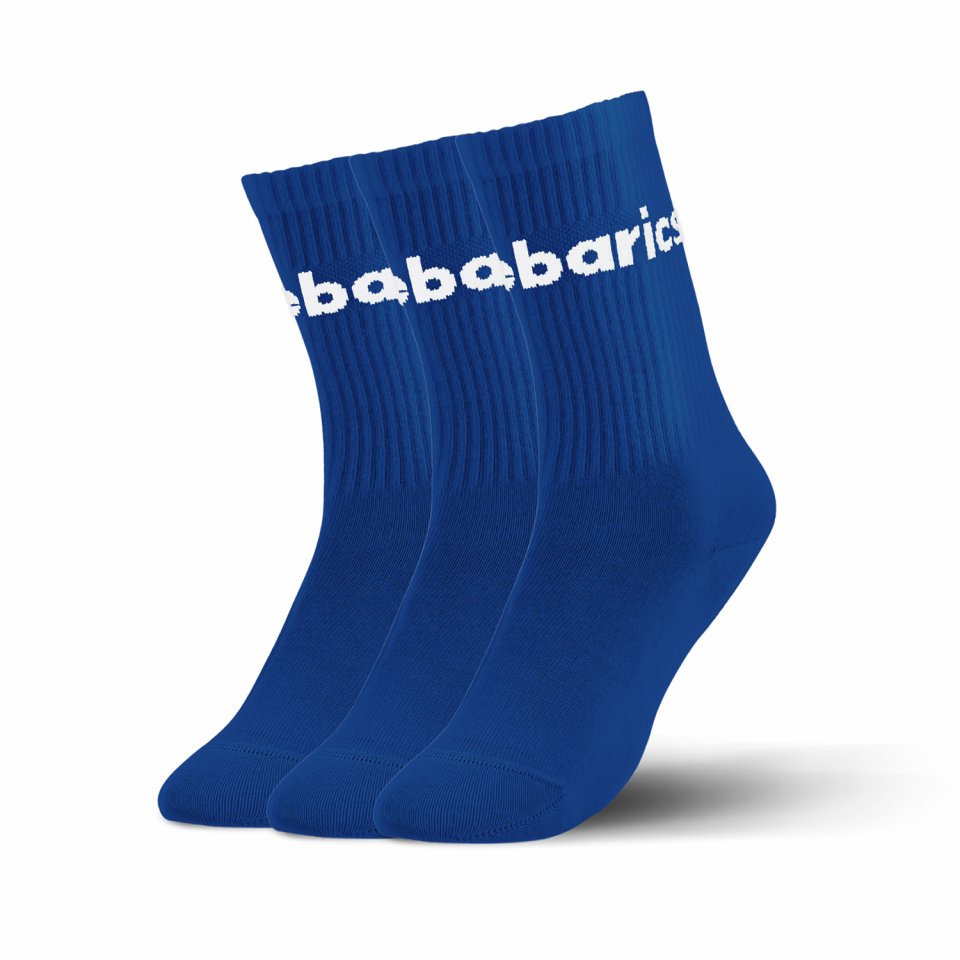 Barebarics - Barfota Strumpor - Crew - Blue - Big logo - 3 pack