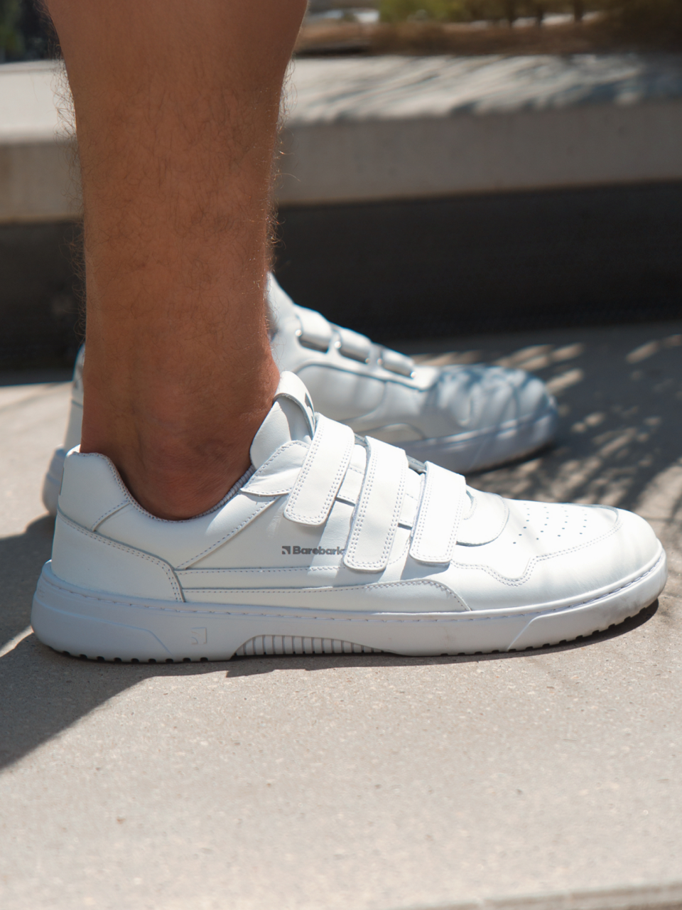 Barefoot Sneakers Barebarics Zing Velcro - All White - Leather