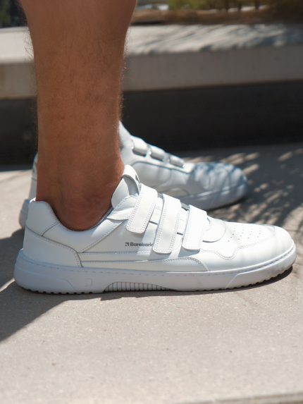 Barefoot Sneakers Barebarics Zing Velcro - All White - Leather