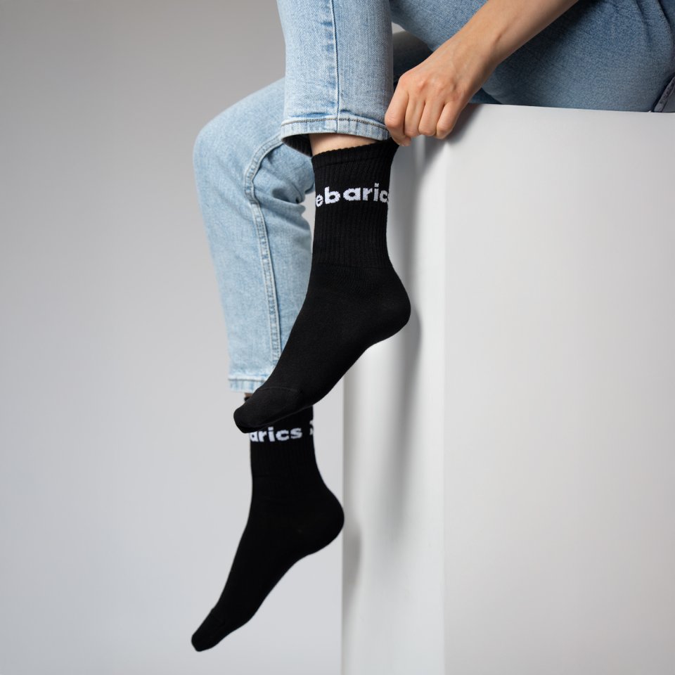Barebarics - Barefoot Socks - Crew - Black - Big logo
