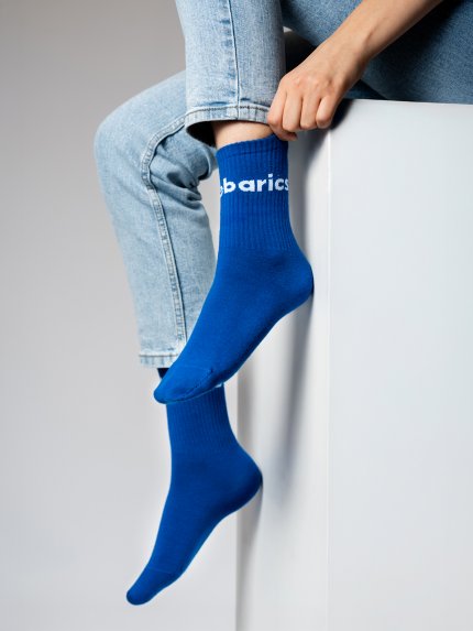 Barebarics - Barefootové ponožky - Crew - Cobalt Blue - Big logo