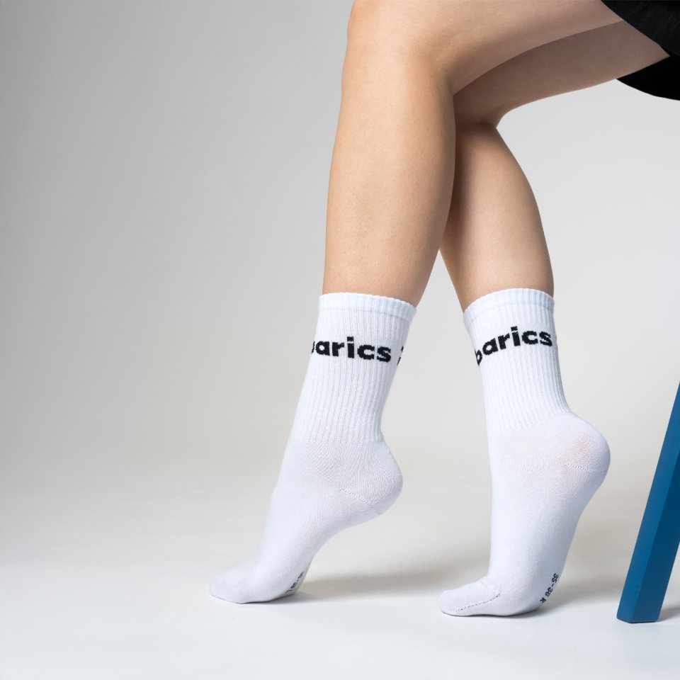 Barebarics - Barefoot Socks - Crew - White - Big logo