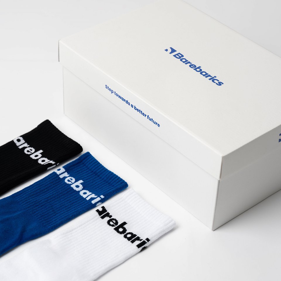 Barebarics - Chaussettes Barefoot - Crew - White - Big logo