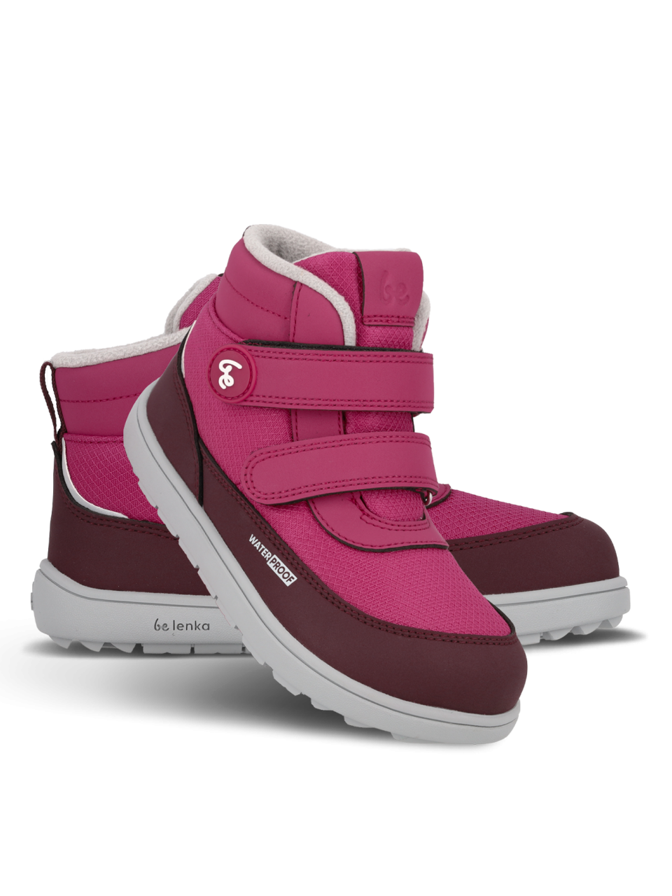Kinder Winter Barfußschuhe Be Lenka Zippu Junior - Berry & Grey