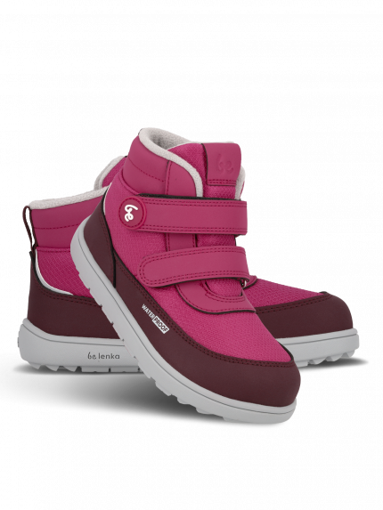 Kinder Winter Barfußschuhe Be Lenka Zippu Junior - Berry & Grey