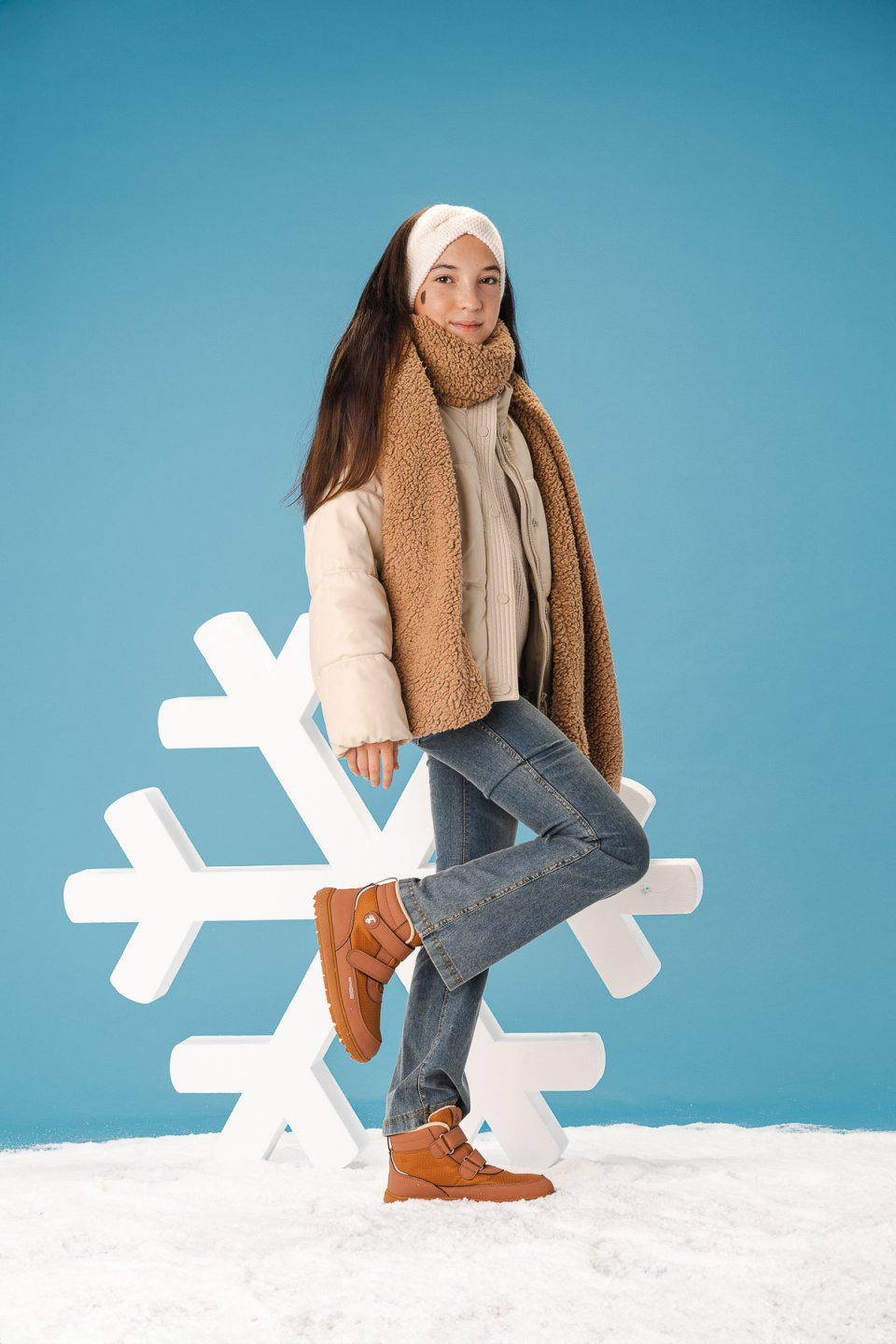 Kids winter barefoot boots Be Lenka Zippu Junior - All Brown
