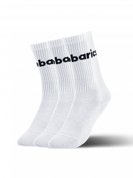 Barebarics - Barefoot Socks - Crew - White - Big logo - 3 pack