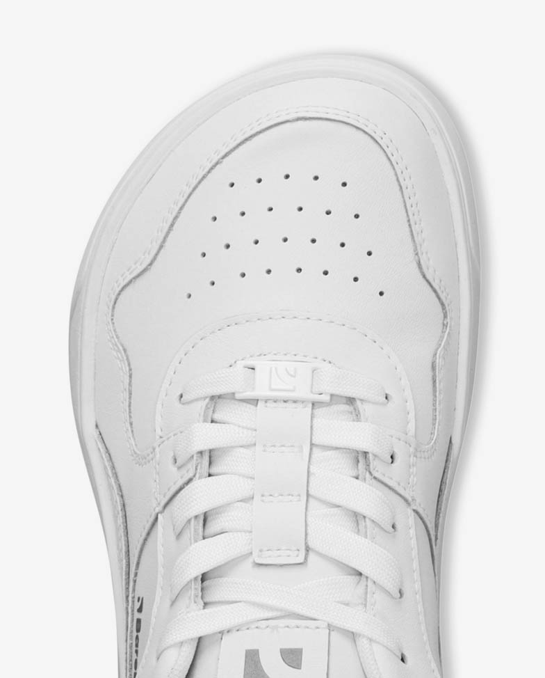 Barebarics Zing - All White Leather, barefoot tenisky, pohľad zhora na špičku