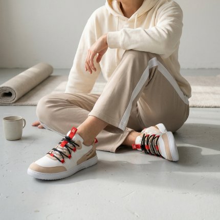 Sneakers Barefoot Barebarics Revive - Beige & White