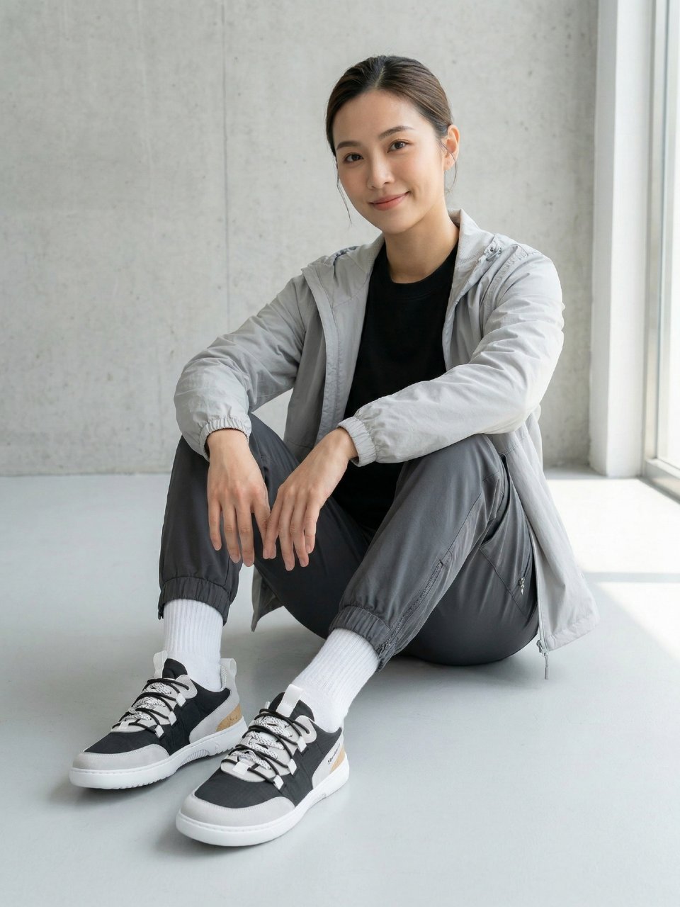 Barefoot Sneakers Barebarics Revive - Light Grey & Black