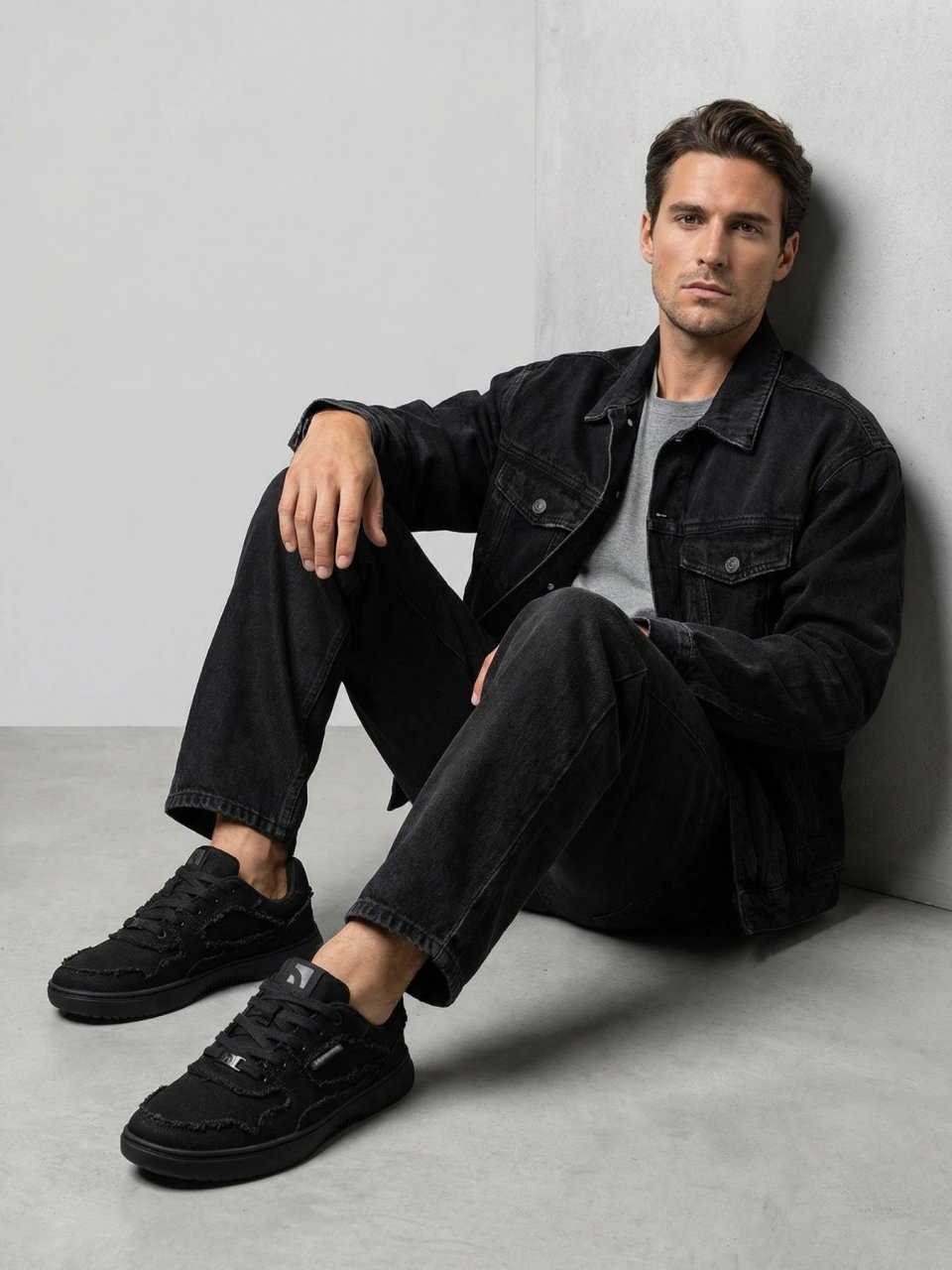 Barefoot Sneakers Barebarics Zing Denim - All Black