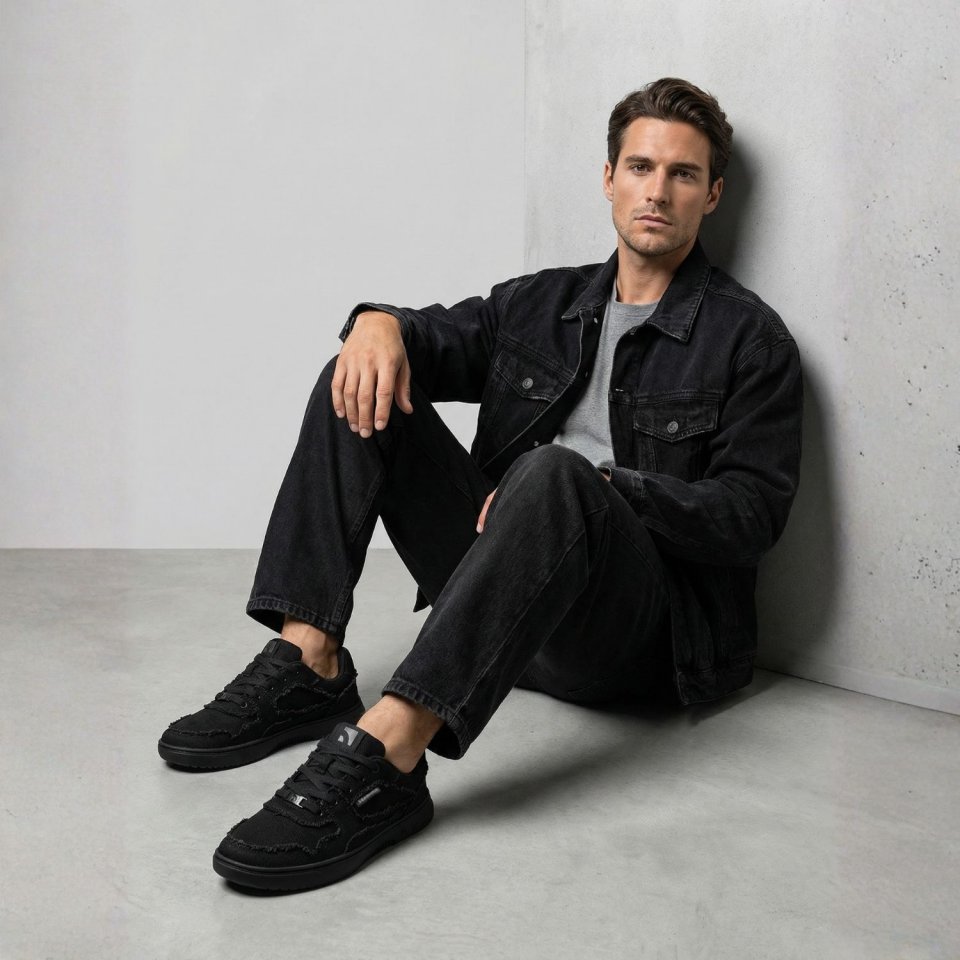 Barefoot Sneakers Barebarics Zing Denim - All Black