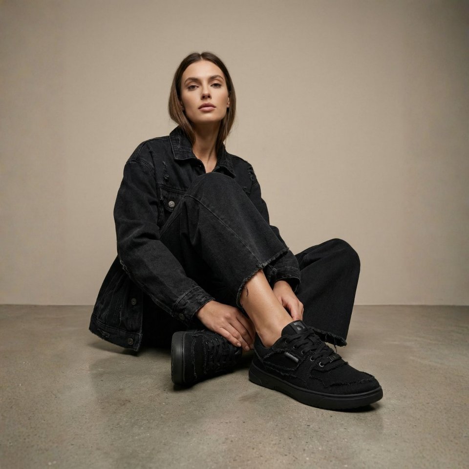 Barefoot Sneakers Barebarics Zing Denim - All Black