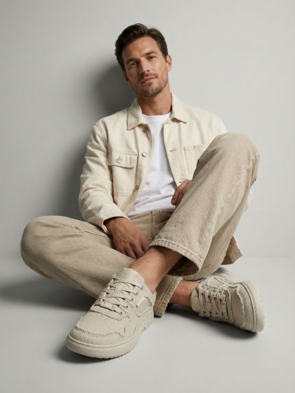 Barefoot tenisky Barebarics Zing Denim - Cream White