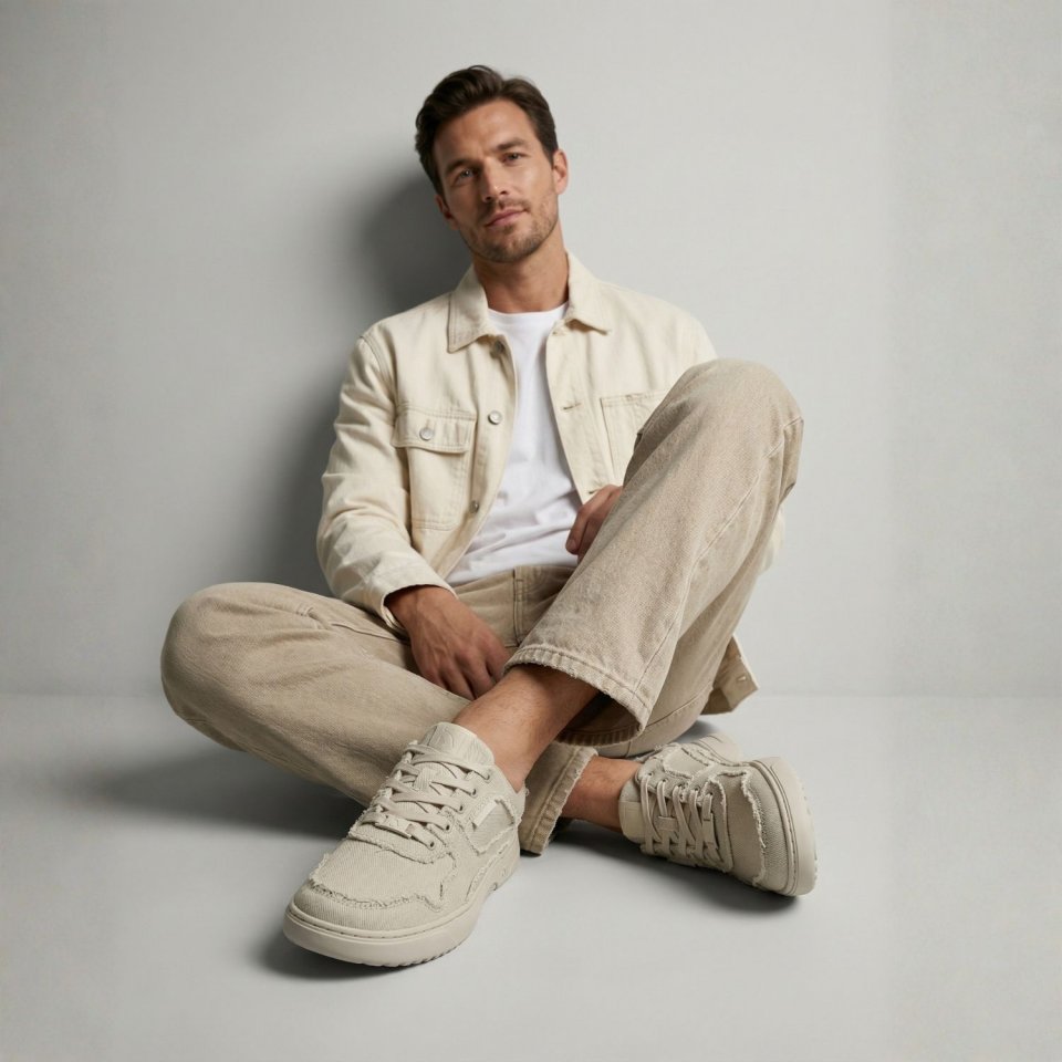 Barefoot Sneakers Barebarics Zing Denim - Cream White