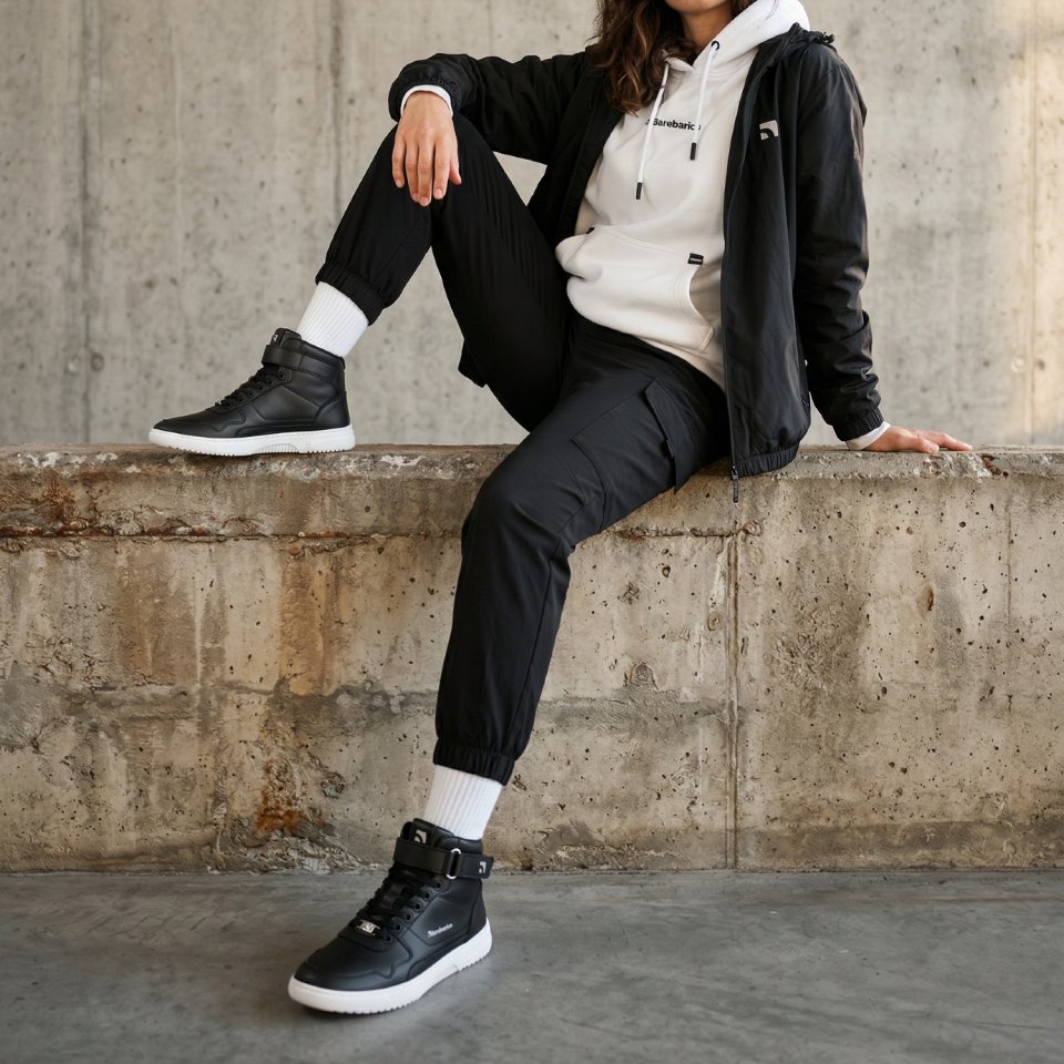 Barefoot Sneakers Barebarics Zing - High Top - Black & White