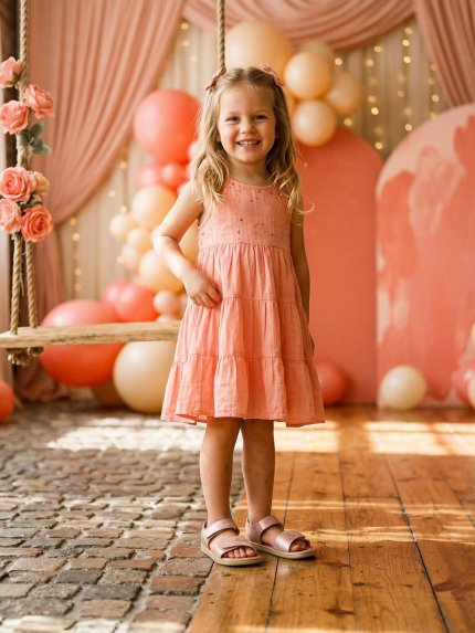 Barfuß-Sandalen für Kinder Be Lenka Miami Kids - Coral Sparkle