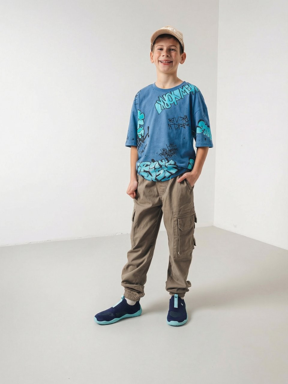 Scarpe barefoot slip-on per bambini Be Lenka Luppo Junior - Blue & Aqua