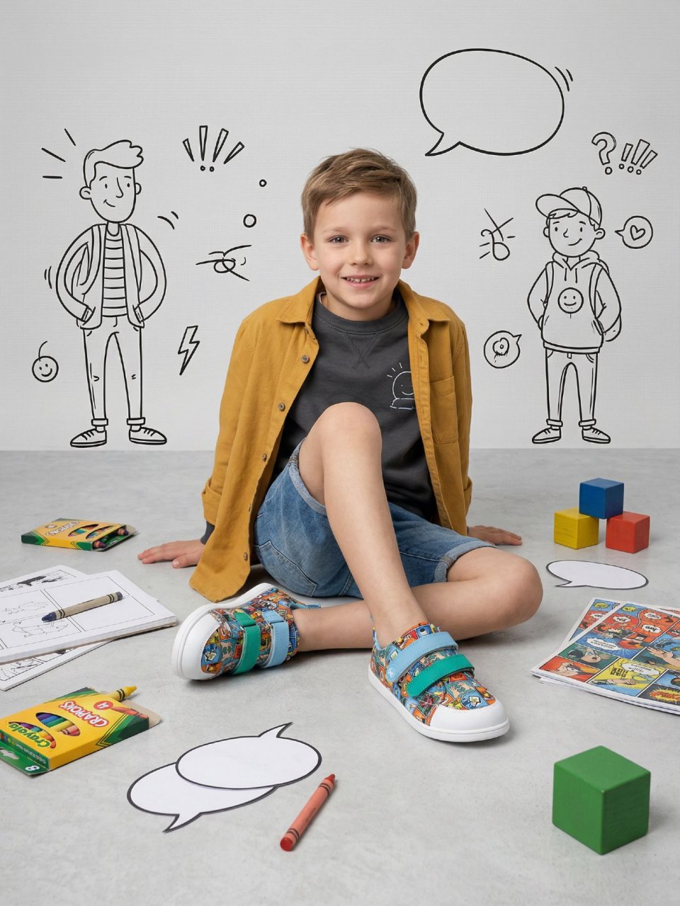 Barefoot scarpe sportive bambini Be Lenka Canvi Kids - Comics Color