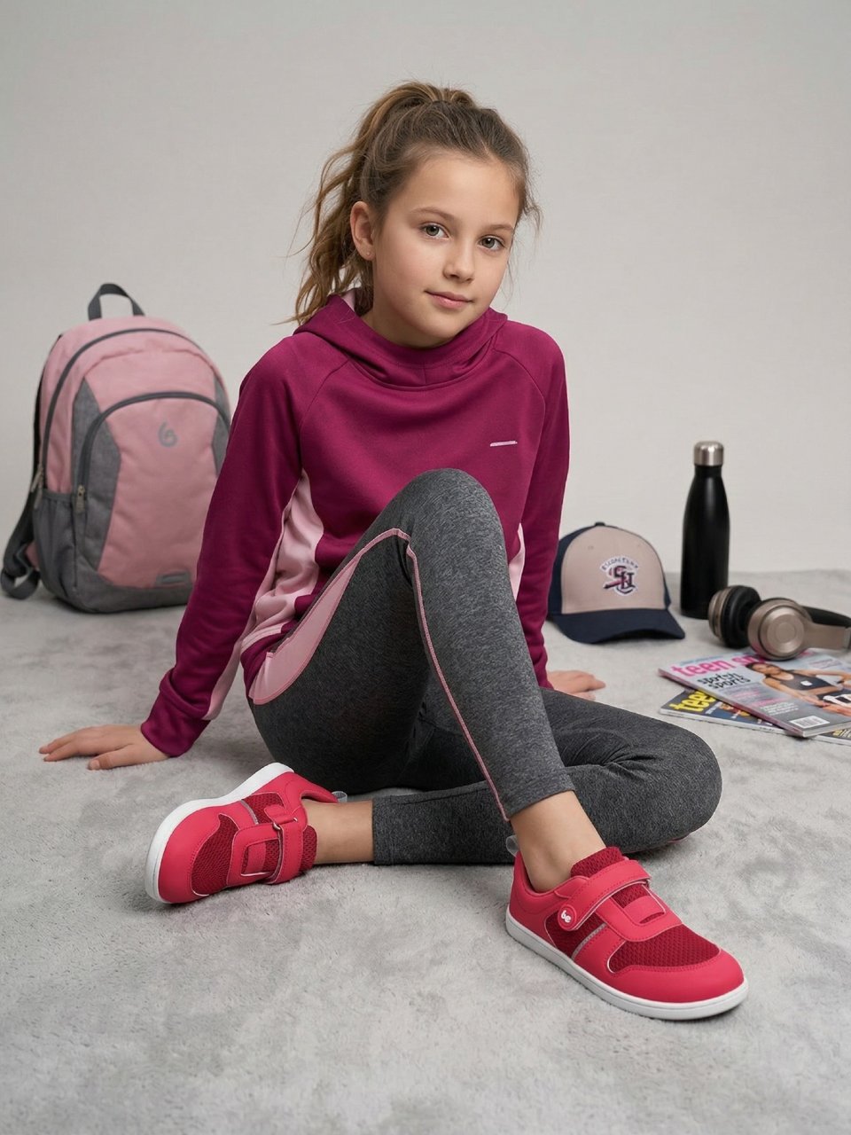 Dziecięce trampki barefoot Be Lenka Glade Kids - Dark Pink