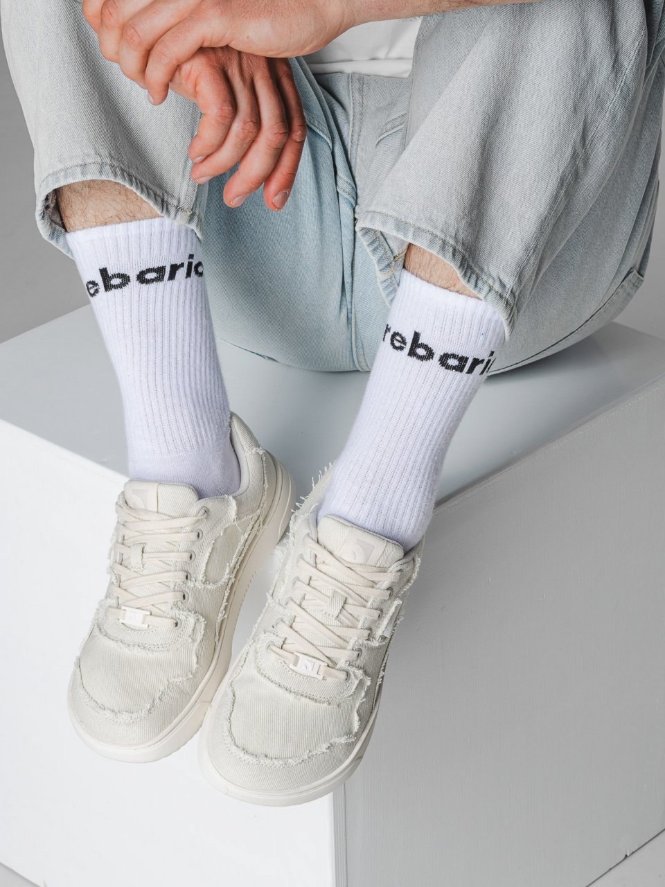 Barefoot Sneakers Barebarics Zing Denim - Cream White