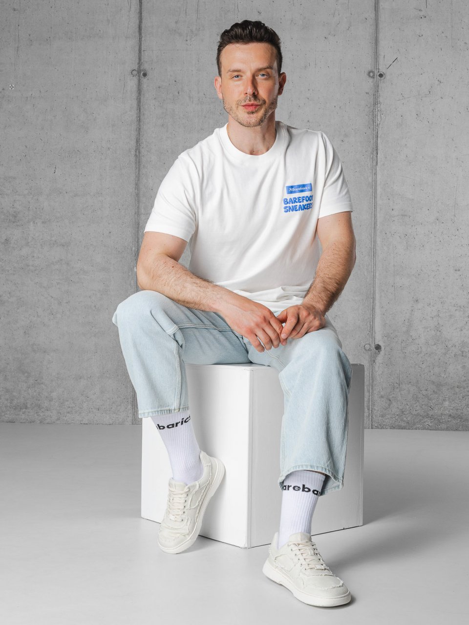 Barefoot Sneakers Barebarics Zing Denim - Cream White