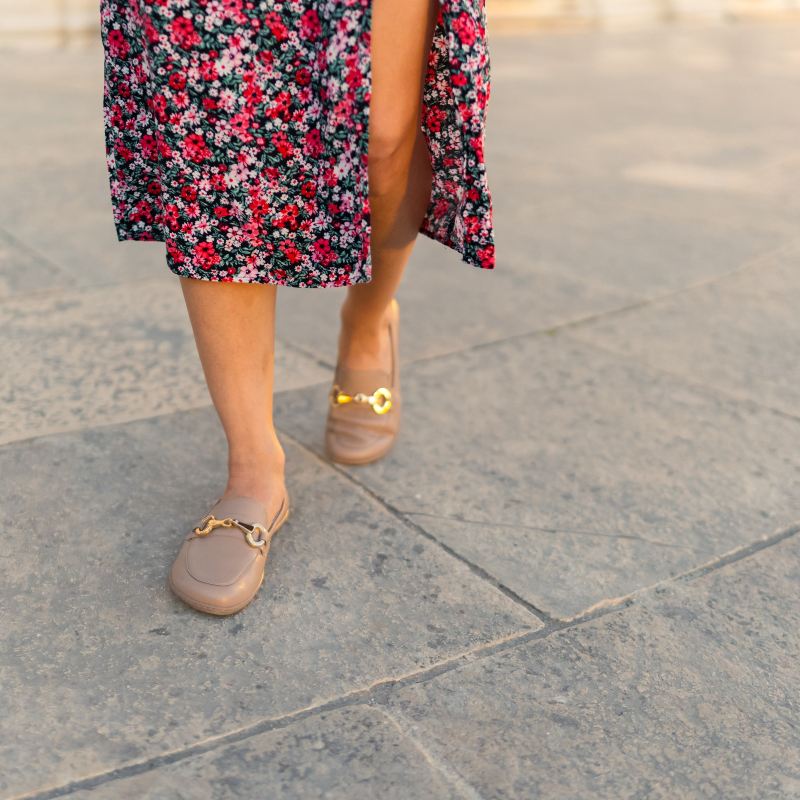 Light brown barefoot loafers for summer walking