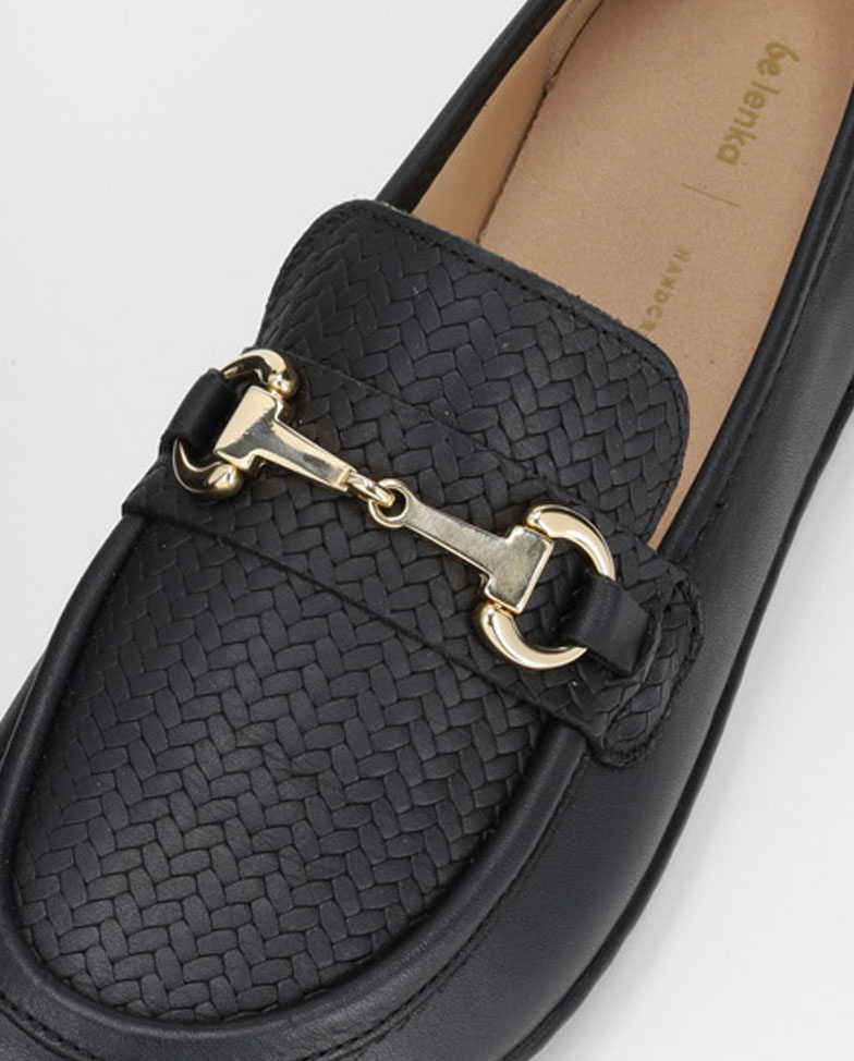 Be Lenka Divella - black-gold, barefoot moccasins, buckle detail