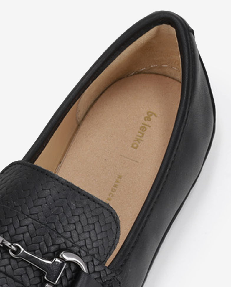Be Lenka Divella - black-gunmetal, barefoot moccasins, insole detail