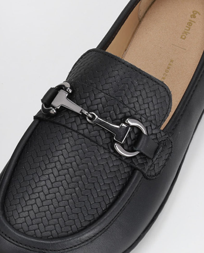 Be Lenka Divella - black-gunmetal, barefoot moccasins, upper detail
