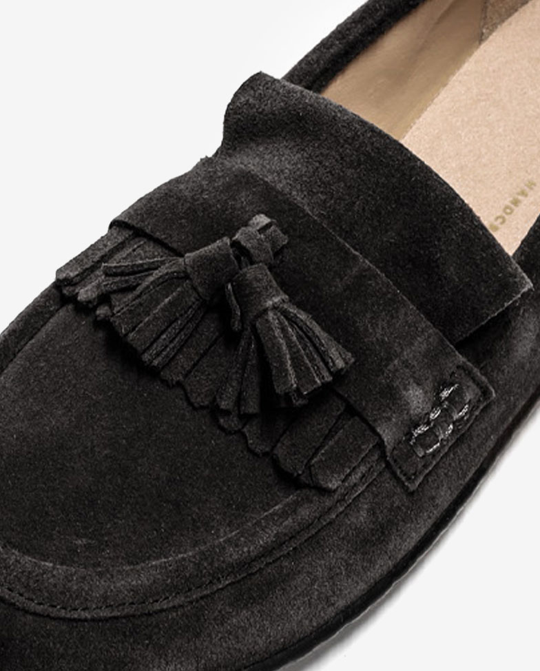 Be Lenka Fiorela - schwarz, Barfuß-Mokassins, Quastendetail aus dem Winkel