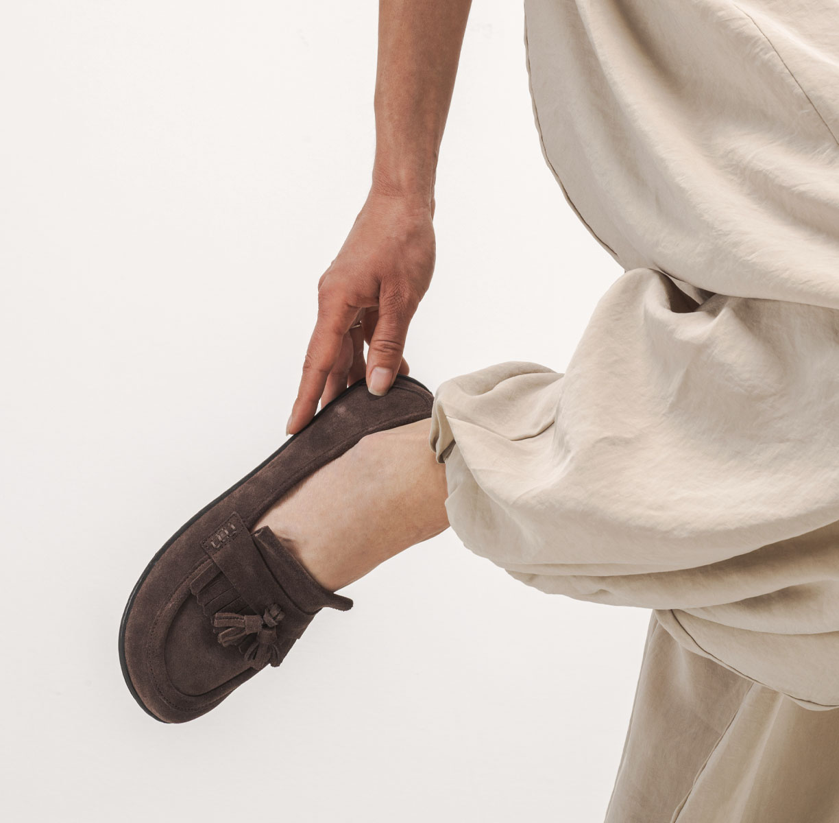 Be Lenka Fiorela - chocolate, barefoot moccasins, on-feet
