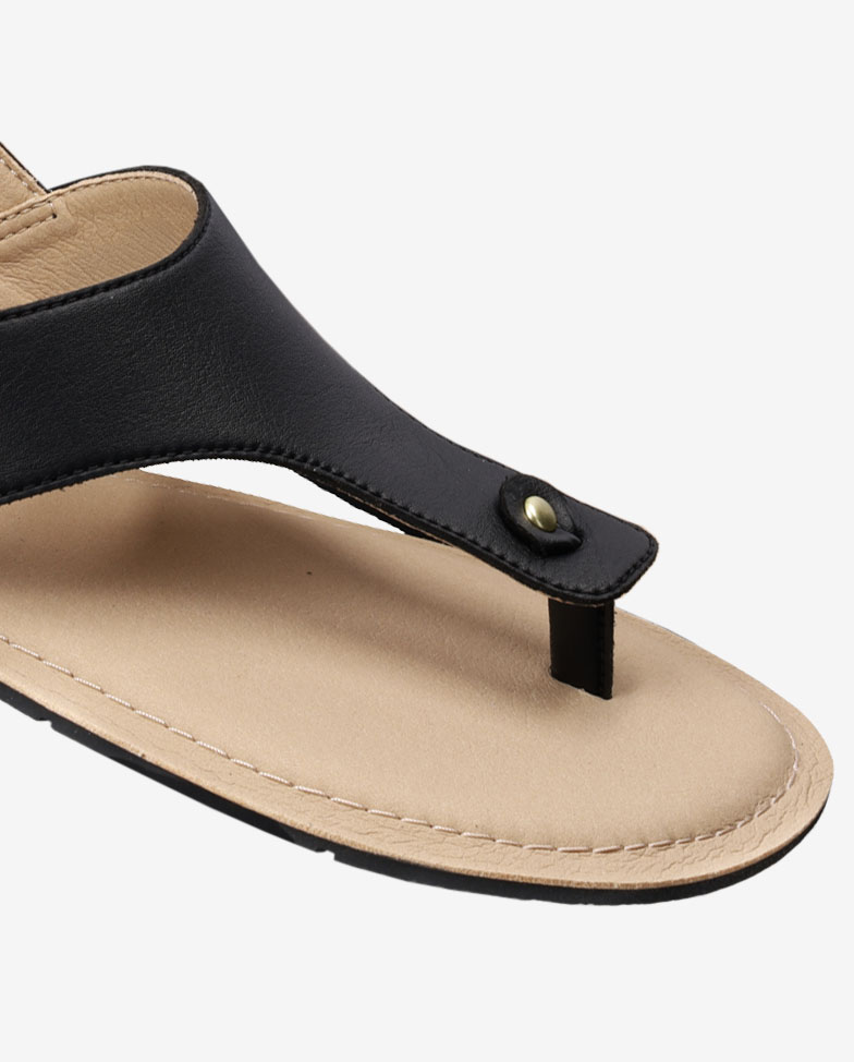 Be Lenka Promenade 2.0 - nero, sandali barefoot, dettaglio infradito ad angolo