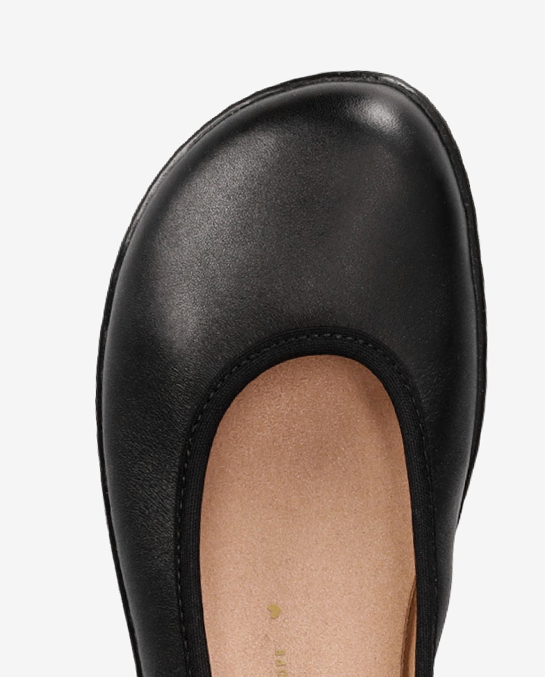 Be Lenka Sophelia - black, barefoot ballet flats, toe detail top view