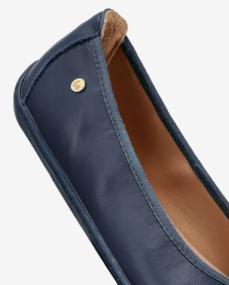 Be Lenka Sophelia - navy blue, barefoot ballet flats, heel detail side angle