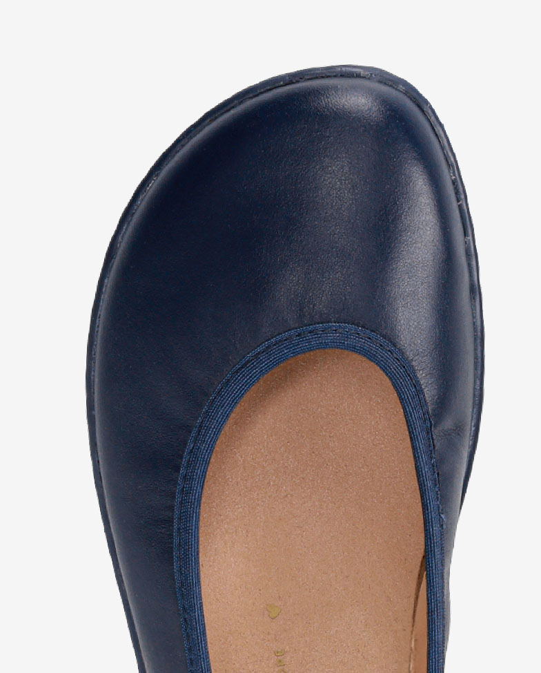 Be Lenka Sophelia - navy blue, barefoot ballet flats, toe detail top view