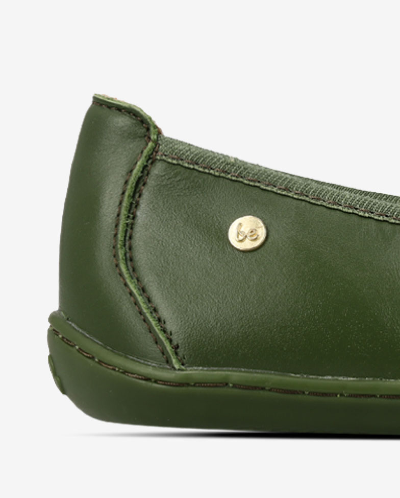 Be Lenka Sophelia - olive green, barefoot ballet flats, heel detail