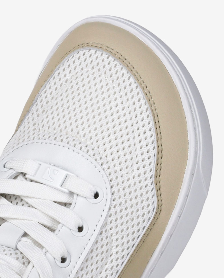 Barebarics Vaporo - white & beige, barefoot sneakers, toe detail top view