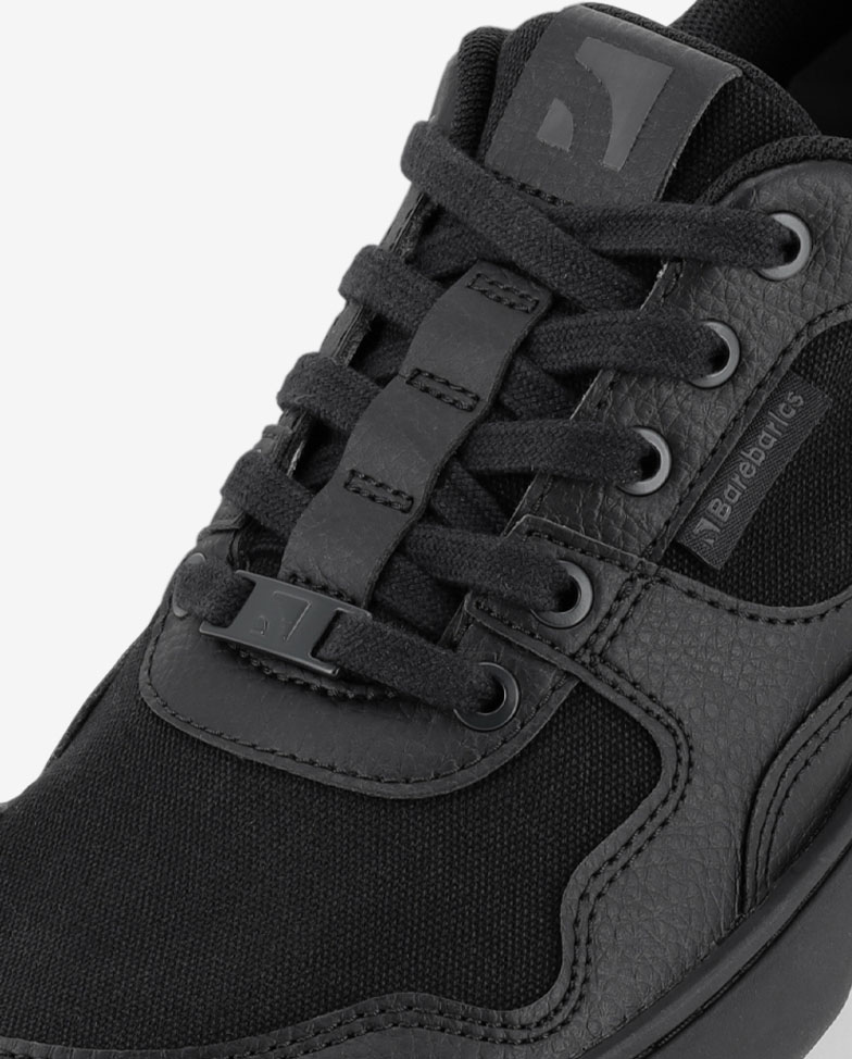Barebarics Zing - black, barefoot sneakers, lace detail
